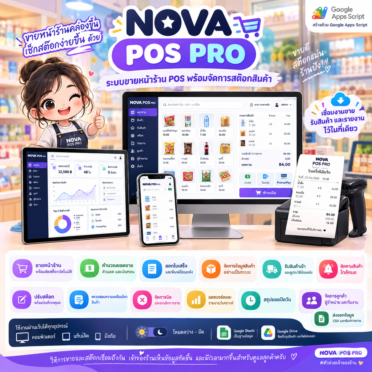 ระบบร้านสต๊อกสินค้า + pos ขายหน้าร้าน